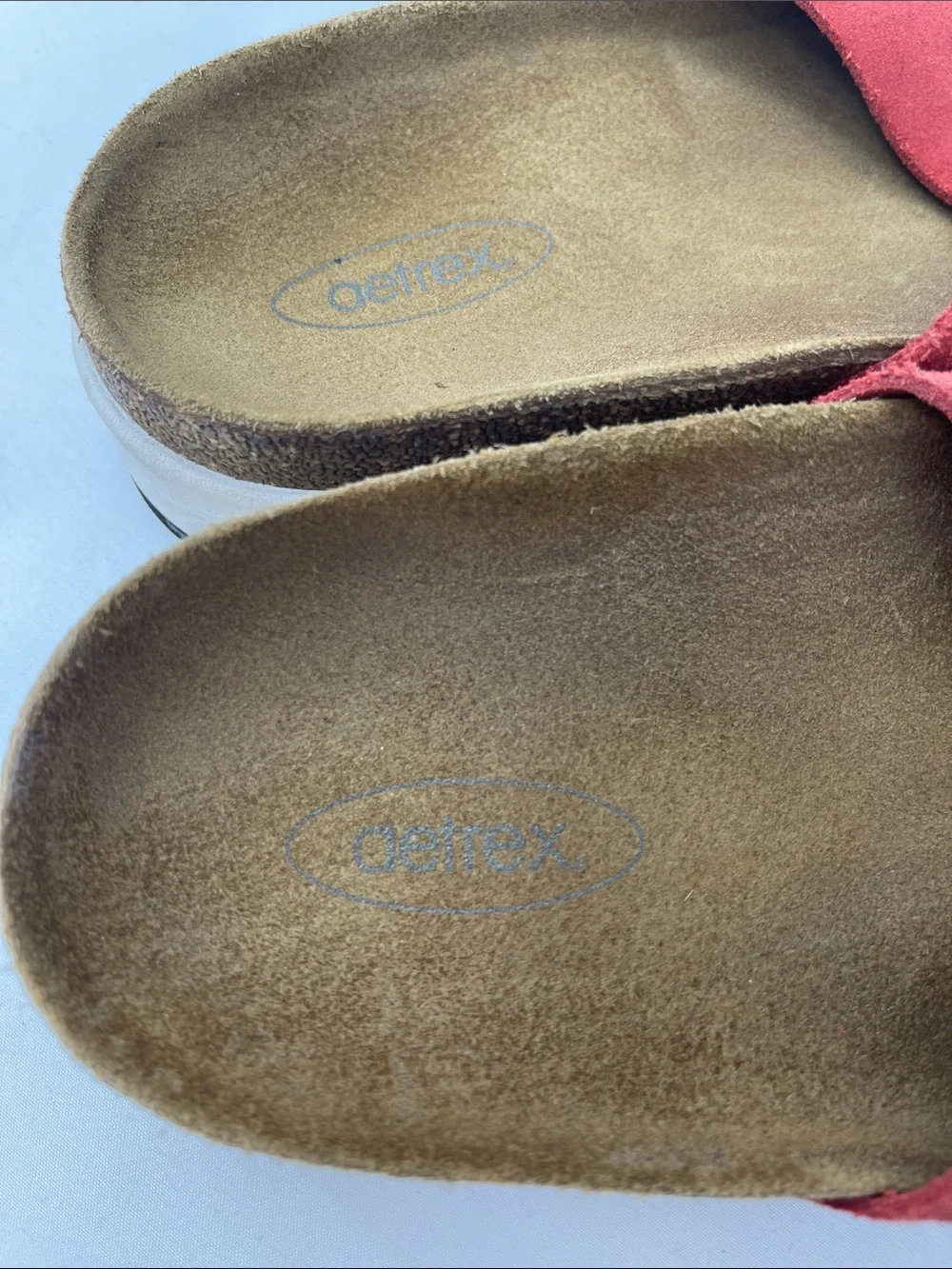 AETREX Comfort Suede Crossband Slide Sandals - Red WOMENS SIZE 10.5-11 LEATHER
